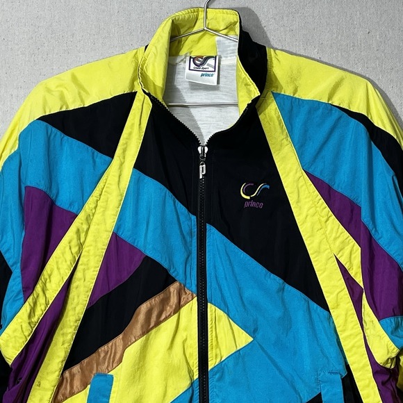 Vintage Prince Windbreaker Jacket Medium 90s Colorblock Neon Tennis - Picture 3 of 16